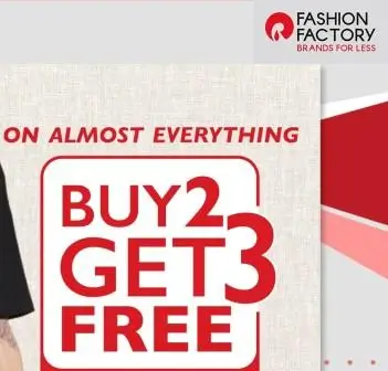 Buy 2 Get 3 Free Fashion Factory Offer