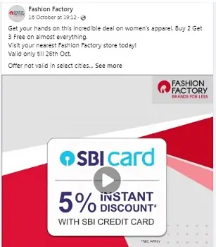 Fashion Factory SBI Card Offer